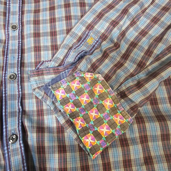 Robert Graham Mens Plaid Button Up Shirt Sz 2XL Flip Cuff Southwestern Old Money - Picture 2 of 11